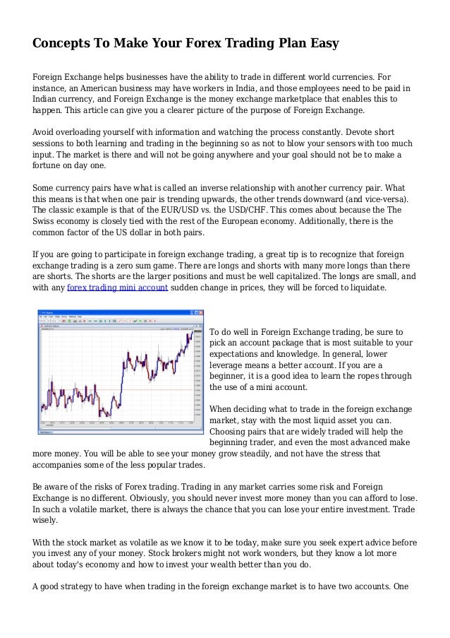 Concepts To Make Your Forex Trading Plan Easy - 